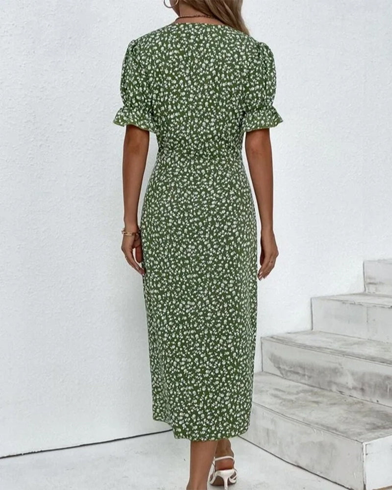 Meredith - Floral V-Neck Dress