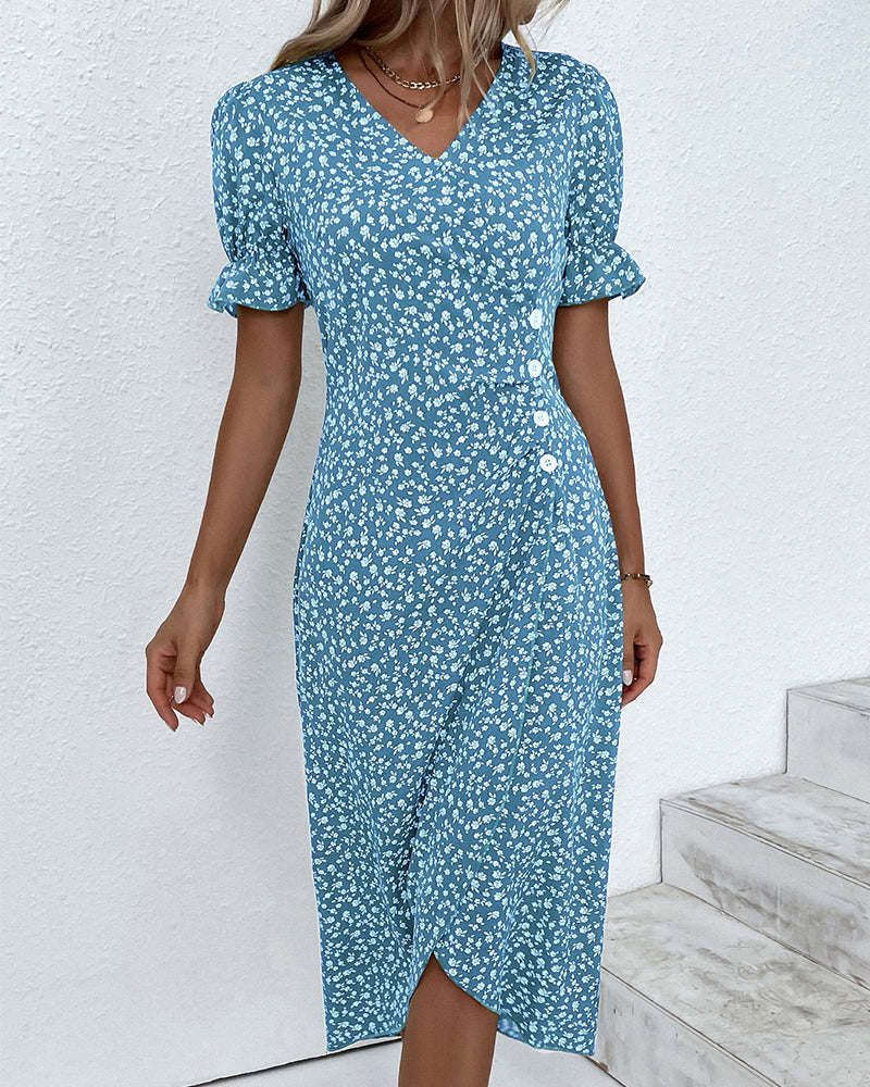 Meredith - Floral V-Neck Dress