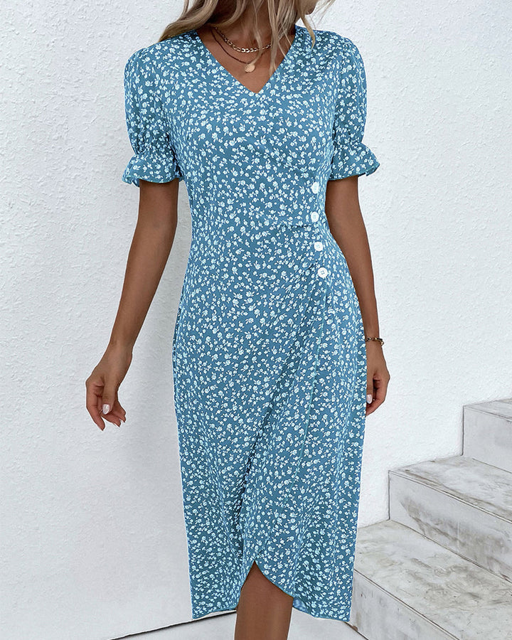 Meredith - Floral V-Neck Dress