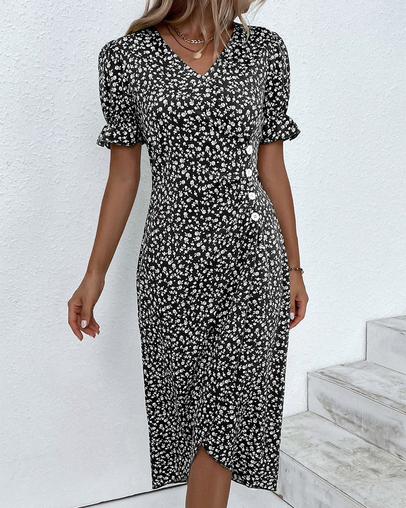 Meredith - Floral V-Neck Dress