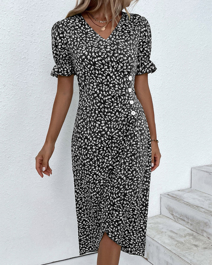 Meredith - Floral V-Neck Dress