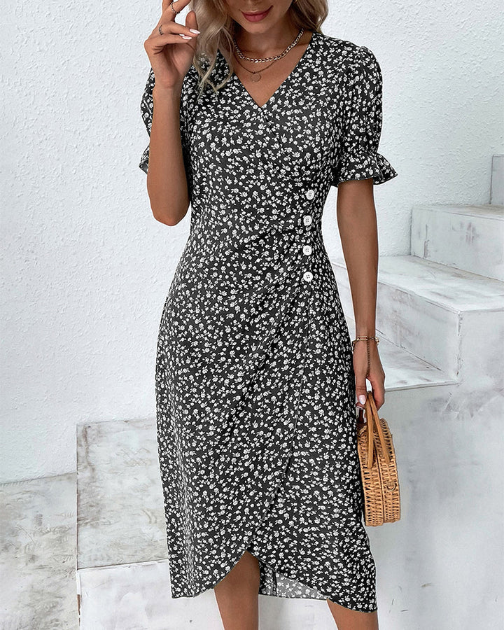 Meredith - Floral V-Neck Dress
