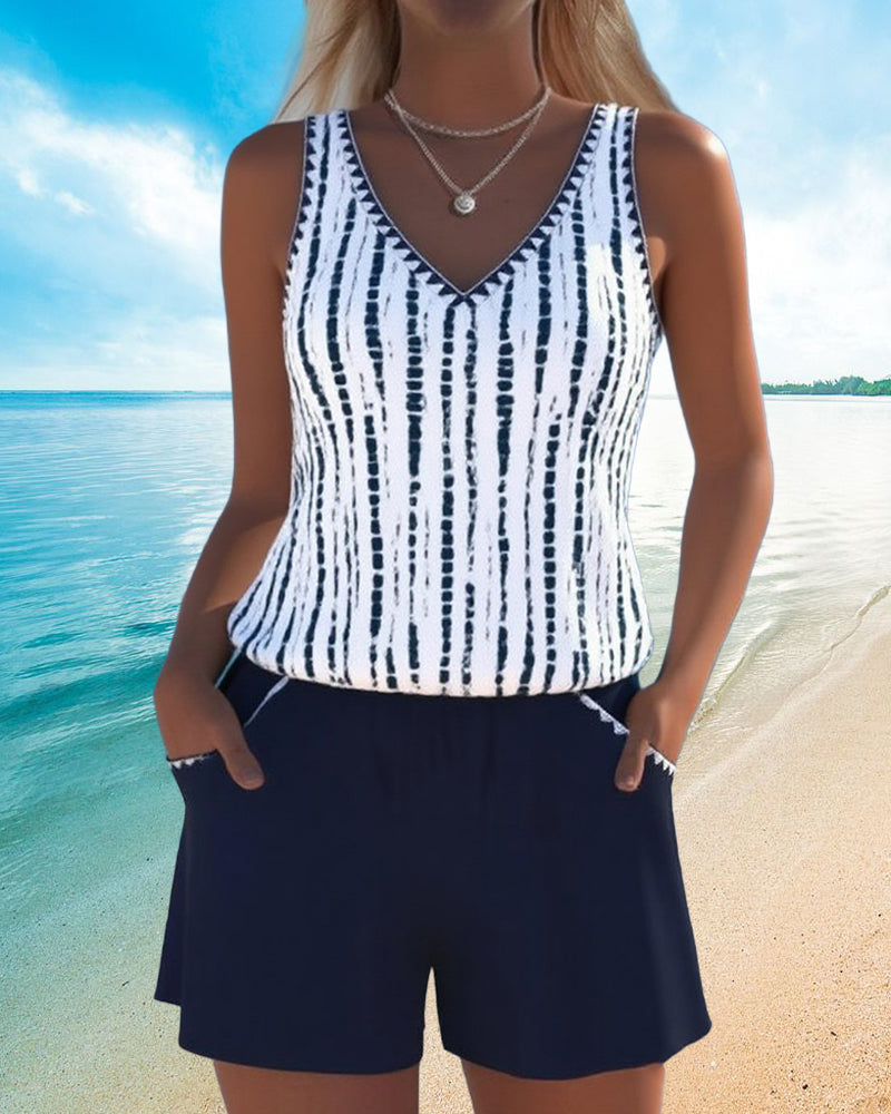 Serenity - Casual Swimsuit with Pocket and V-Neck