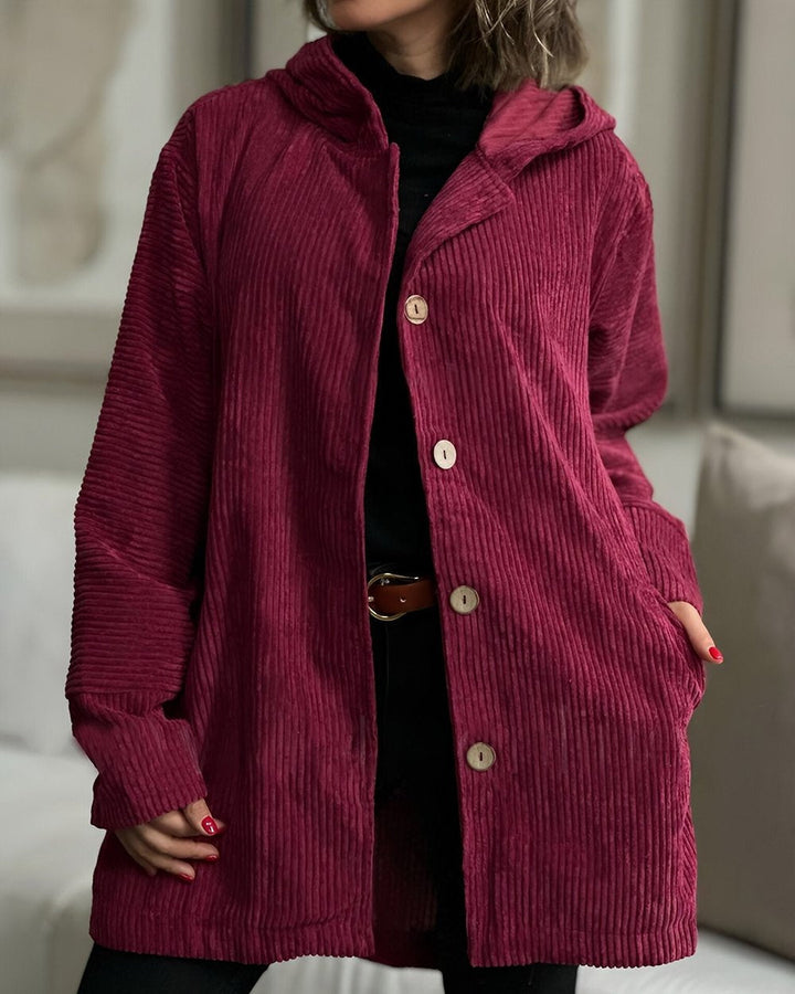 Abigail - Corduroy Hooded Cardigan