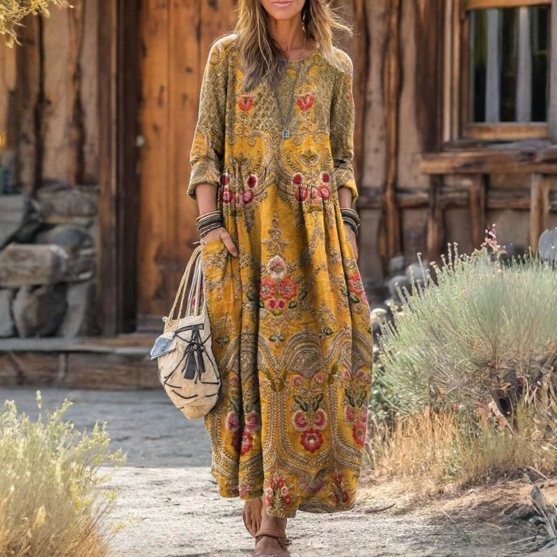 Emma - Casual Long Sleeve Dress Inspired by Vintage
