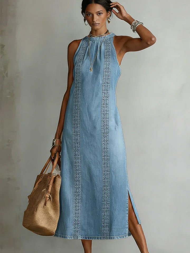 Zoey - Retro Lace Denim Dress
