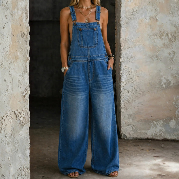 Liliana - Elastic Waist Denim Jumpsuit