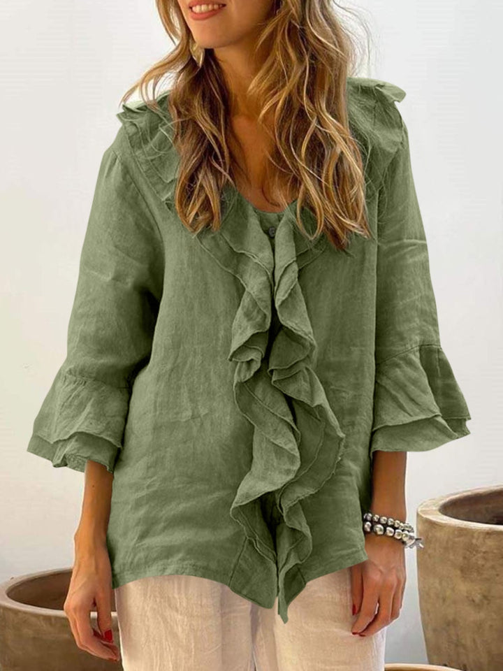 AUDREY - Women Chic Bell Sleeve Ruffle Top