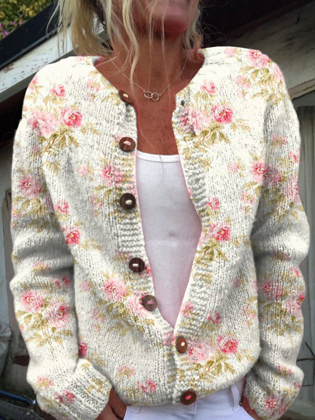 Naomi - Vintage Floral Knit Cardigan