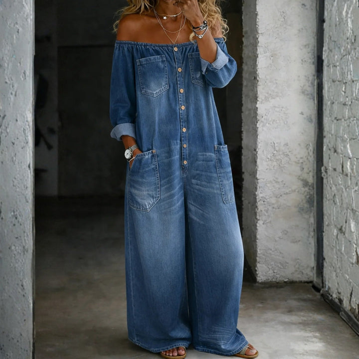 Chelsea - Long Sleeve Jumpsuit with Exposed Shoulders