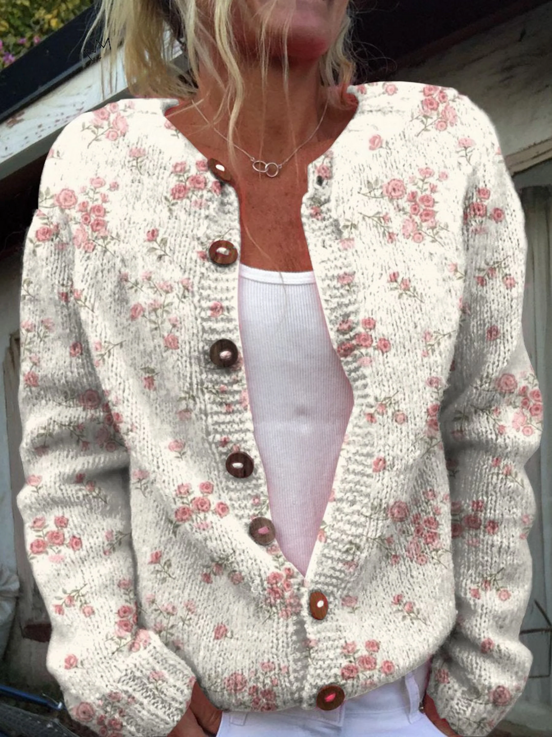 Paige - Vintage Floral Knit Cardigan Sweater