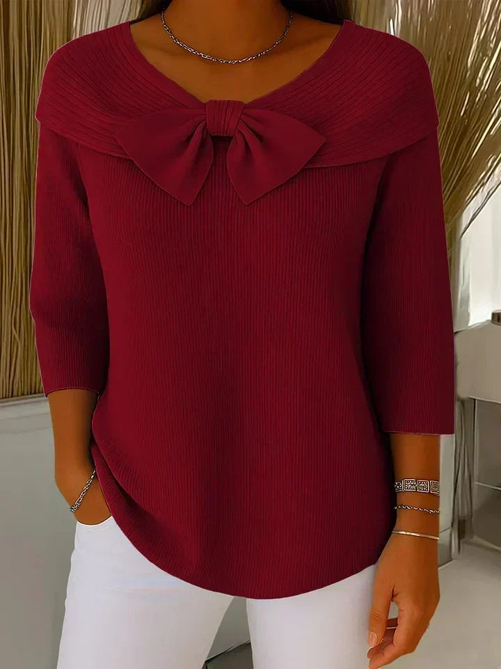 Sandra | Ribbed Sweater with Bow Detail