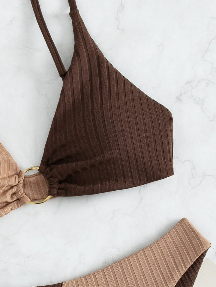 Leslie - Ribbed Two Tone High Leg Bikini
