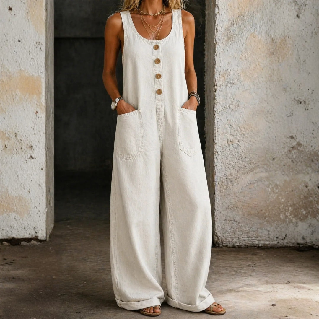 Megan - Vintage Washed Cotton Denim Overalls