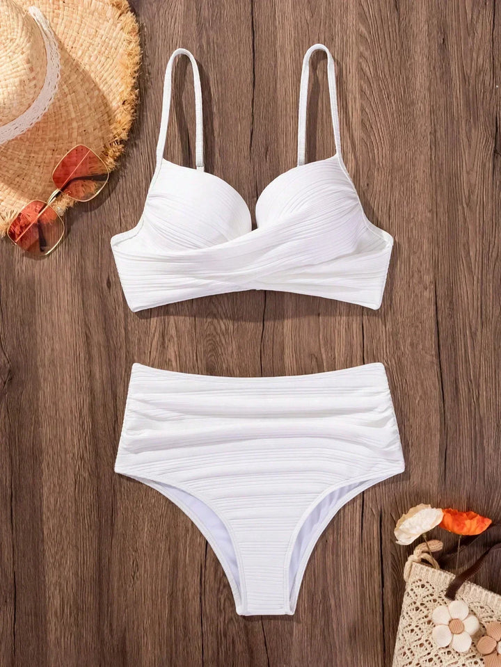 Sienna - High Support Crossed Top, High Waist Bikini