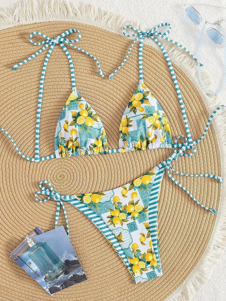 Candace - Lemon Print Triangle Bikini
