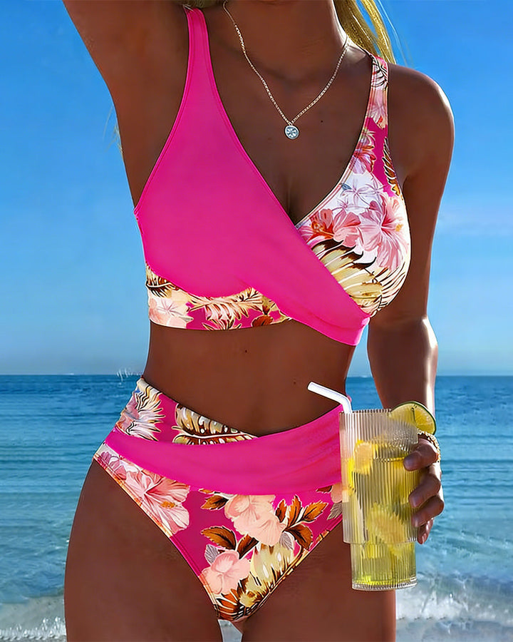 Freya - Bikini with Contrasting Floral Print and Slit