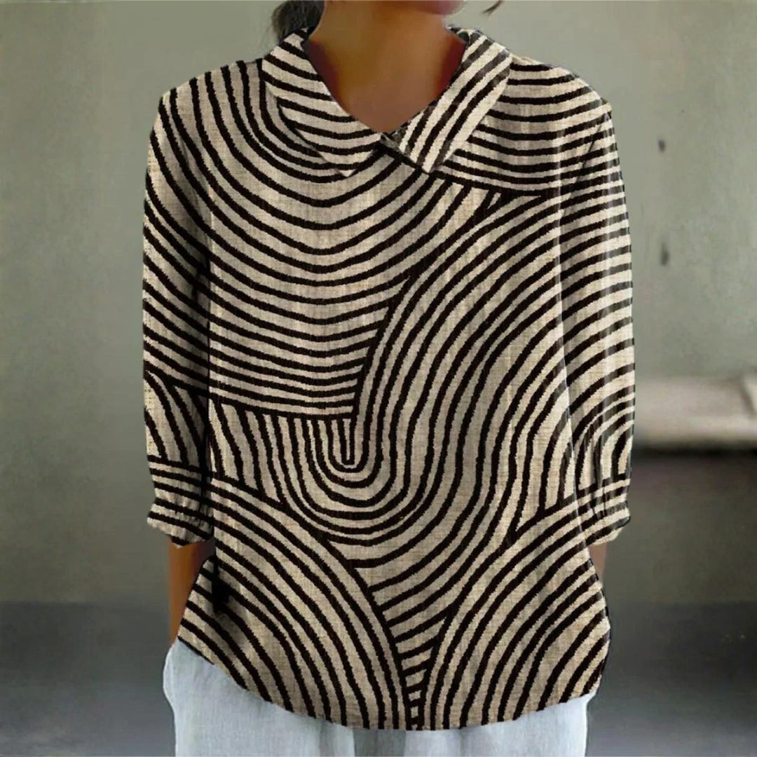 Kimberly - Monochrome Wave Blouse