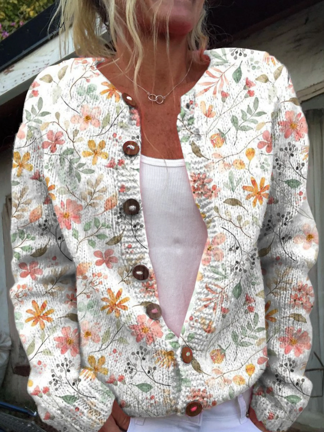 Hannah - Vintage Floral Knit Cardigan Sweater