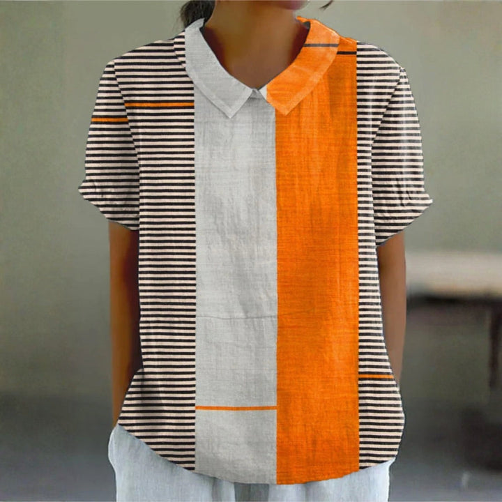 Leah - Striped Color Block Blouse