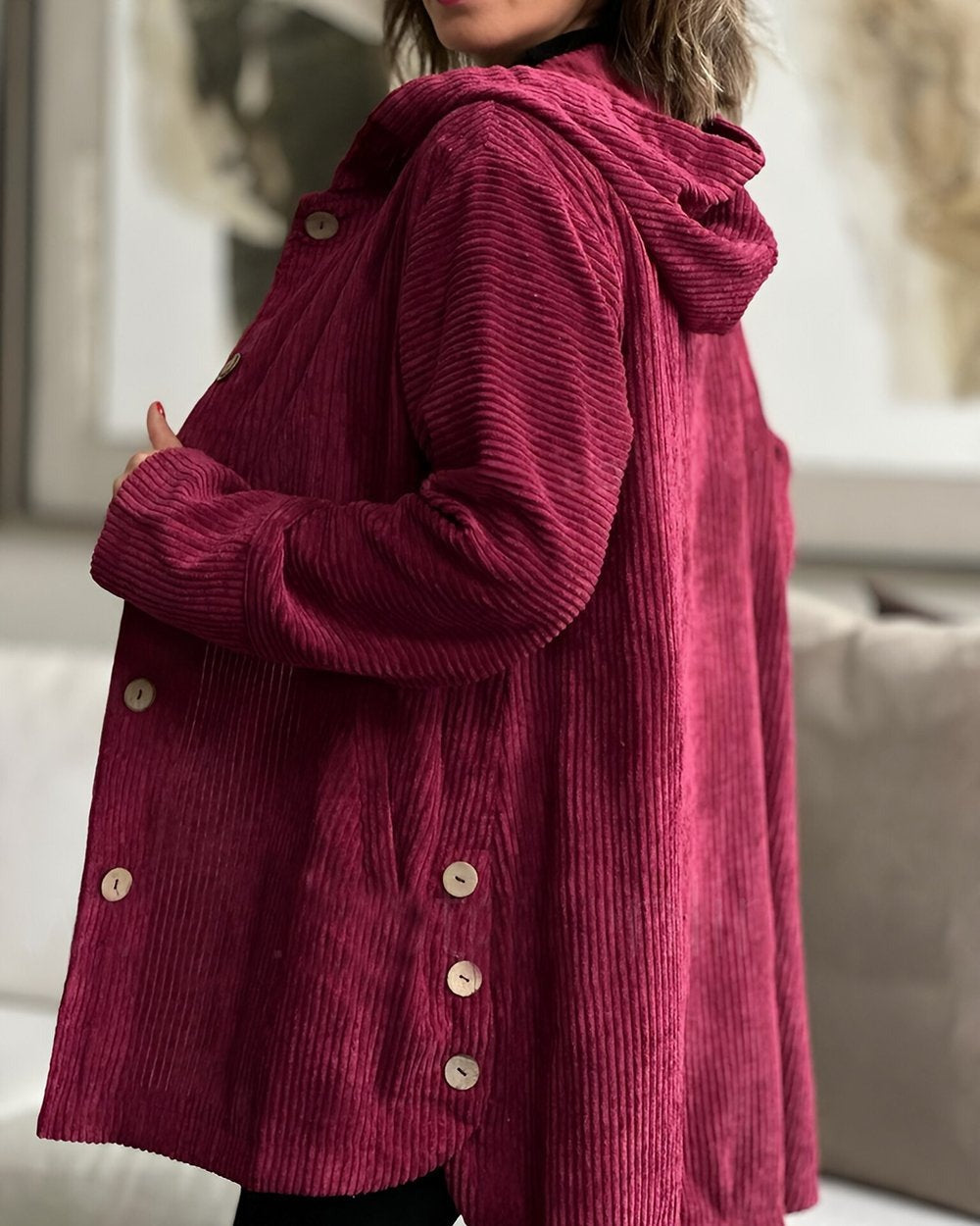 Abigail - Corduroy Hooded Cardigan