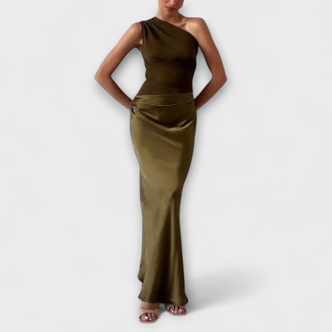 Natalie - Asymmetrical Satin Dress