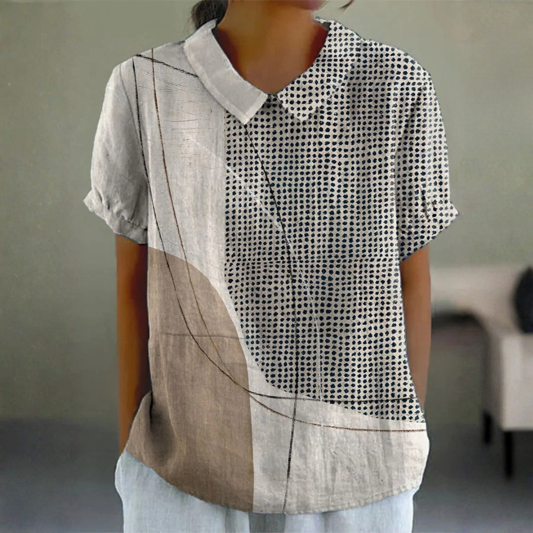 Amber - Blouse with Abstract Dots and Lines