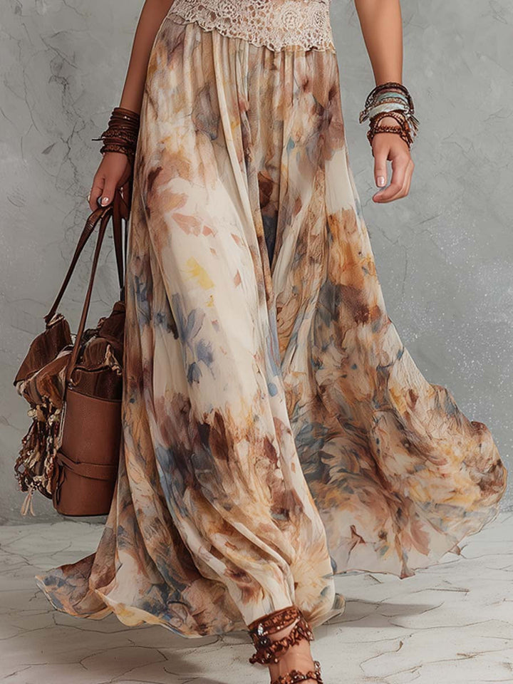 Lainey - Stylish Lace Trim Maxi Dress