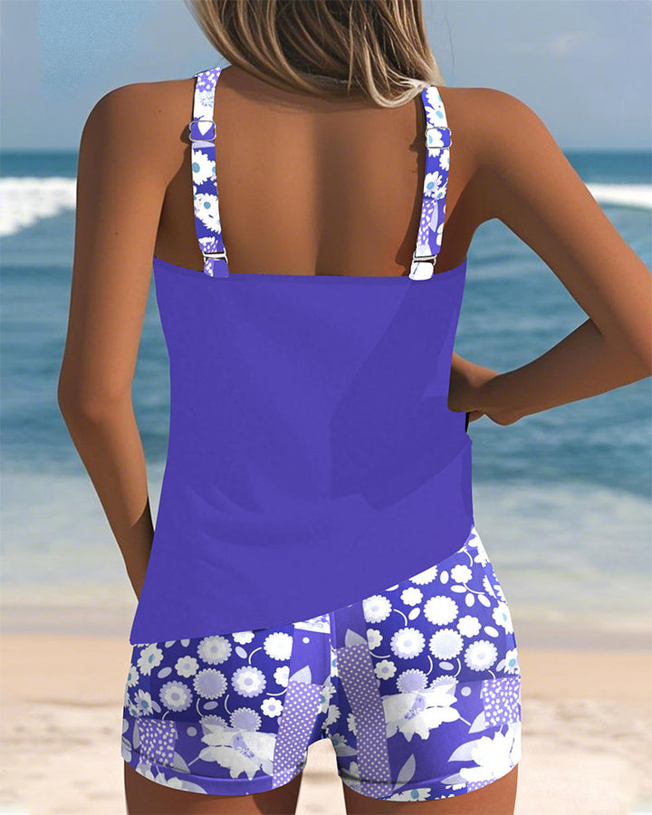 Leslie - Swimsuit Tank Top with Printed Boxer Set
