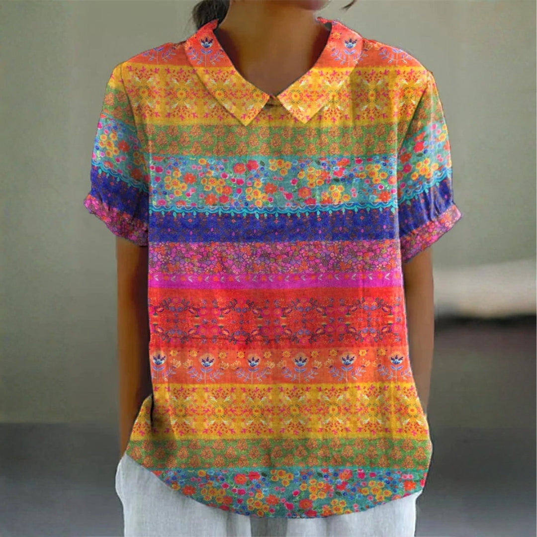 Brooke - Floral Striped Blouse