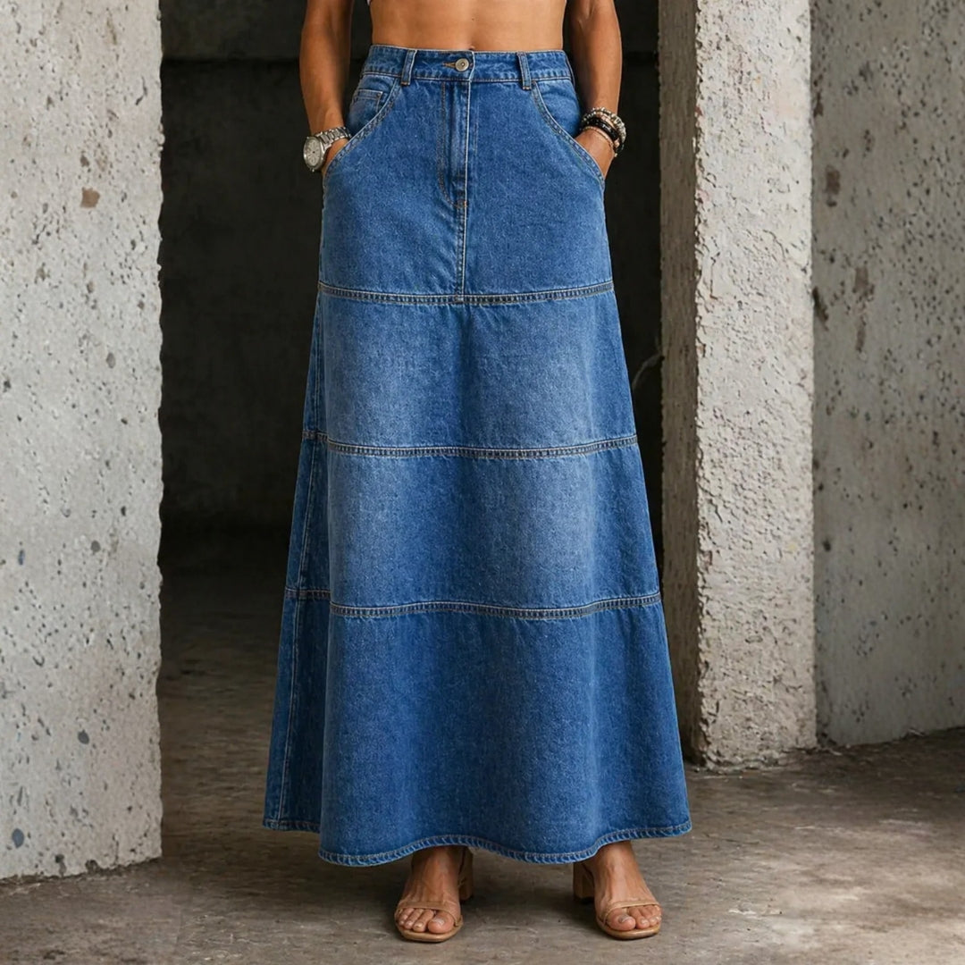 Tracy - Mid-Length Denim Skirt