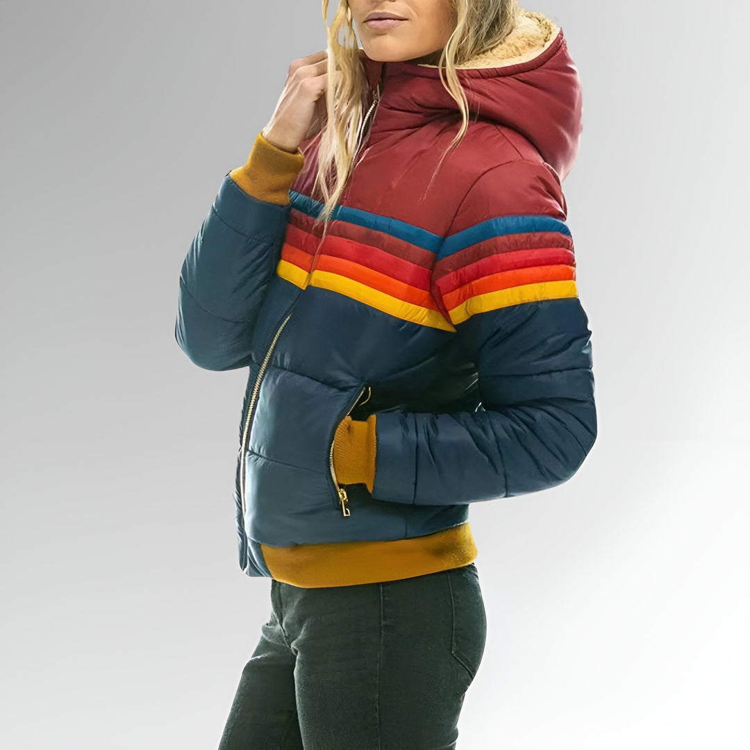 Chloe - Zip-Up Jacket with Rainbow Stripes