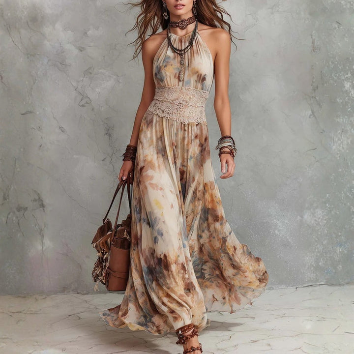 Lainey - Stylish Lace Trim Maxi Dress