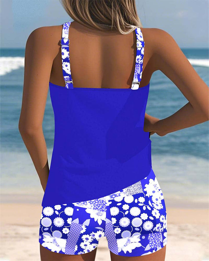 Leslie - Swimsuit Tank Top with Printed Boxer Set