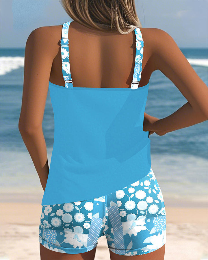 Leslie - Swimsuit Tank Top with Printed Boxer Set