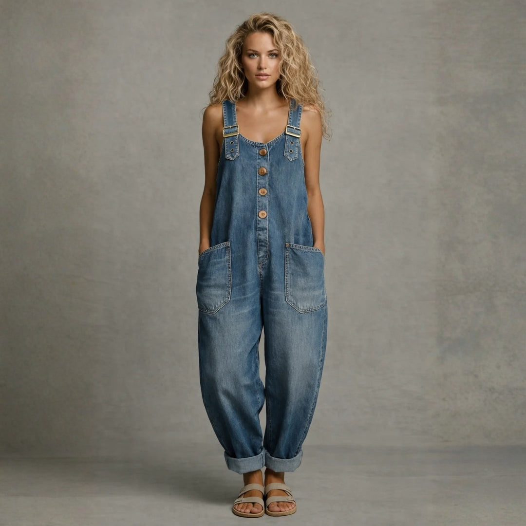 Ashley - Stylish Denim Jumpsuit With Pockets