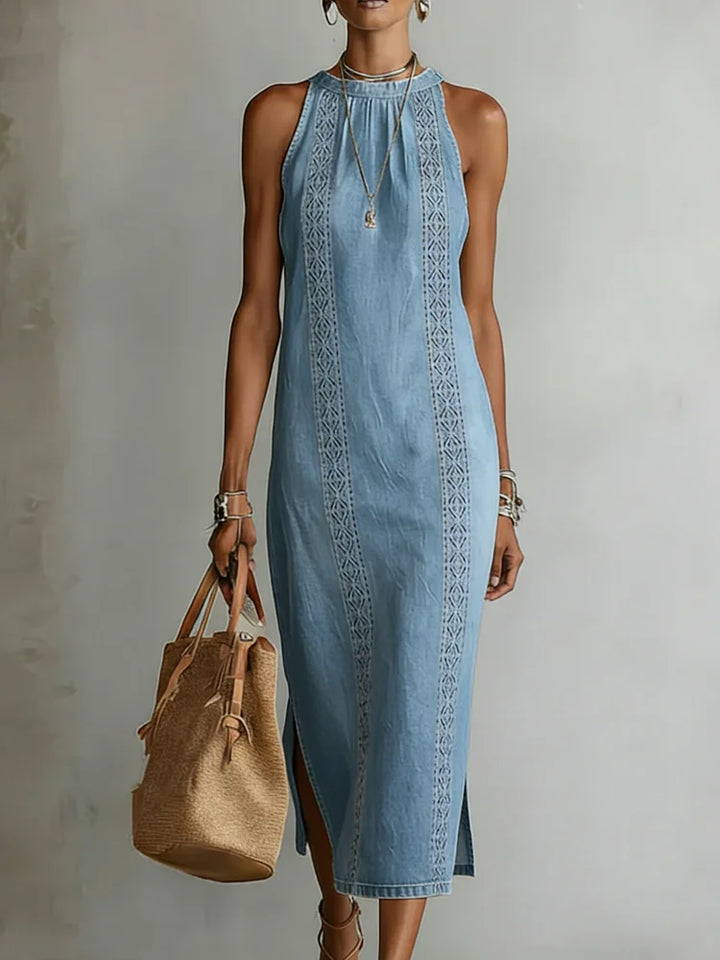 Zoey - Retro Lace Denim Dress