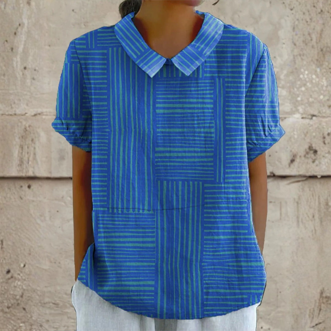 Quinn - Striped Geometric Blouse