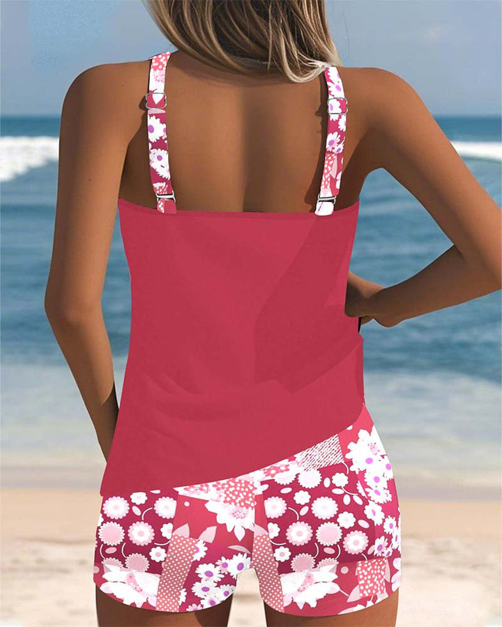 Leslie - Swimsuit Tank Top with Printed Boxer Set