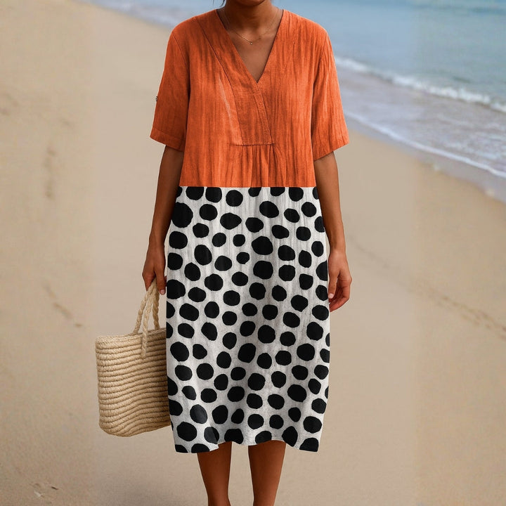 Summer - Orange Dress with Contrasting Dots