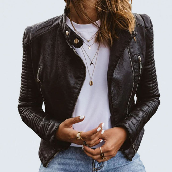 Lily - Timeless Structured Zip-Up Vegan Leather Jacket