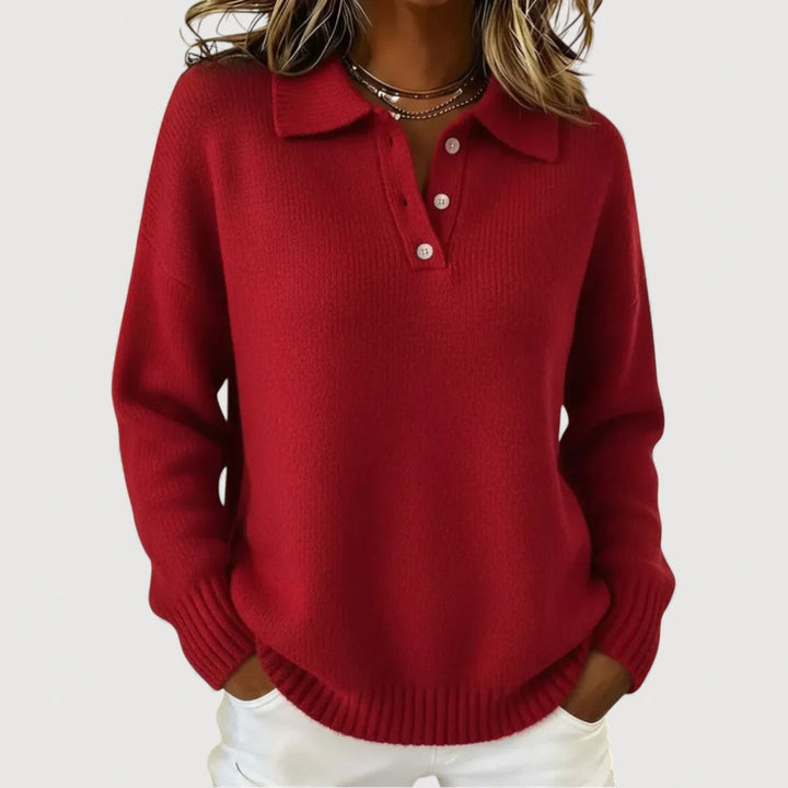 Tara - Cozy Collared Knit Sweater