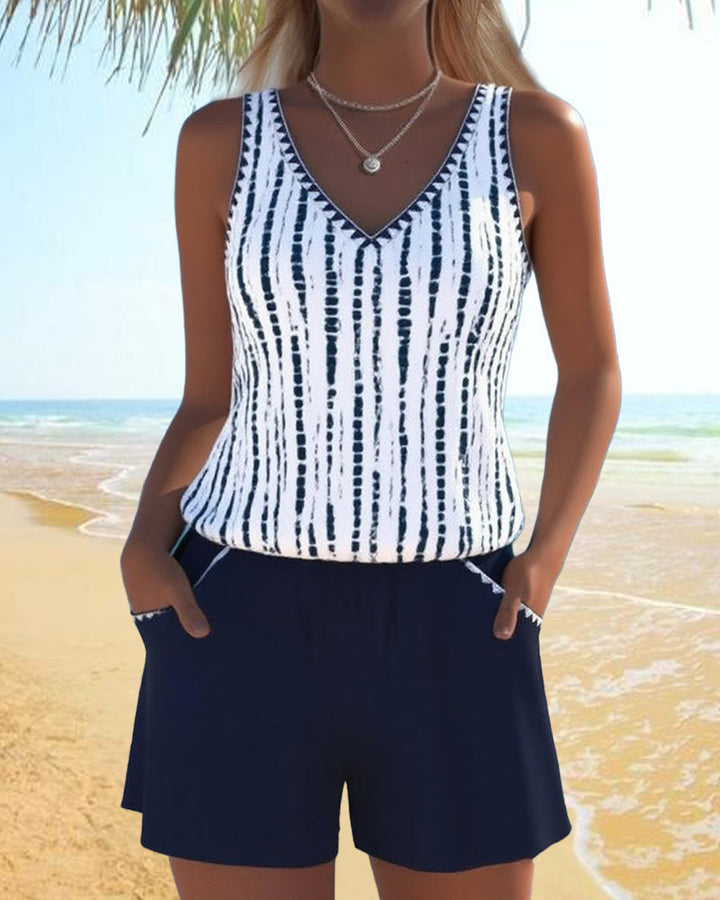 Serenity - Casual Swimsuit with Pocket and V-Neck