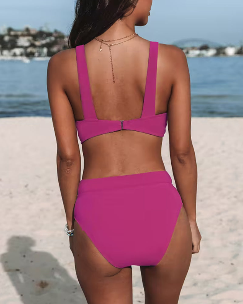 Veronica - High-Waisted Solid Swimsuit