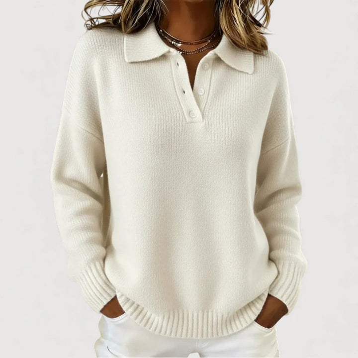 Tara - Cozy Collared Knit Sweater