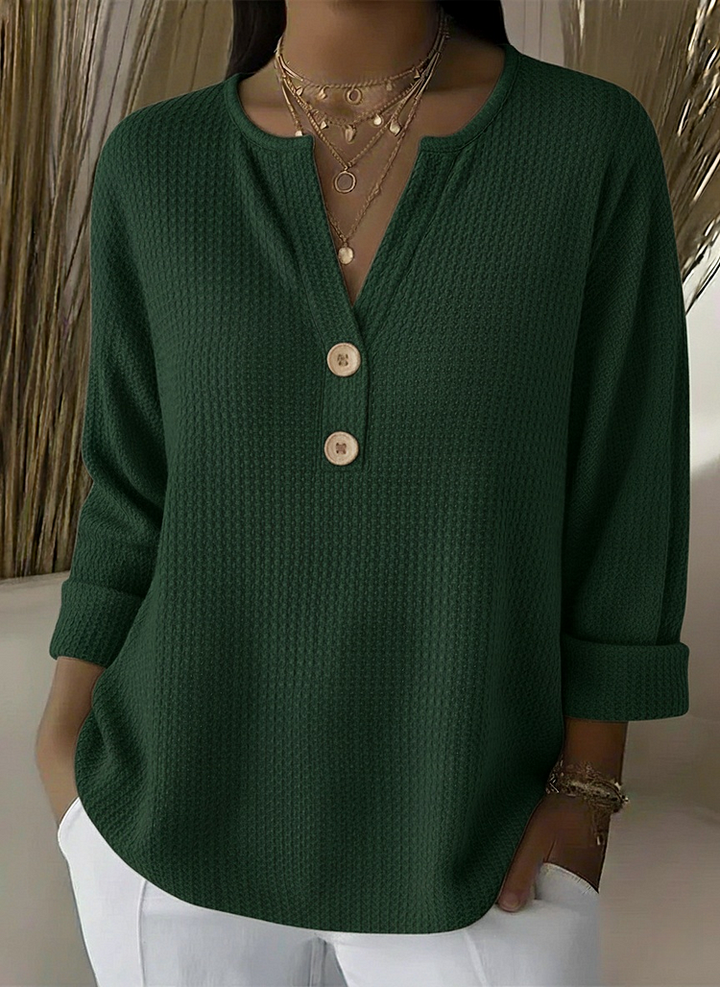 Sharon | Waffle Knit Henley Top