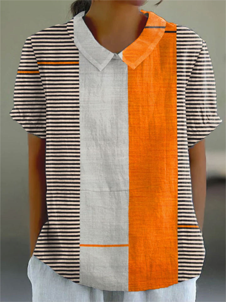 Leah - Striped Color Block Blouse