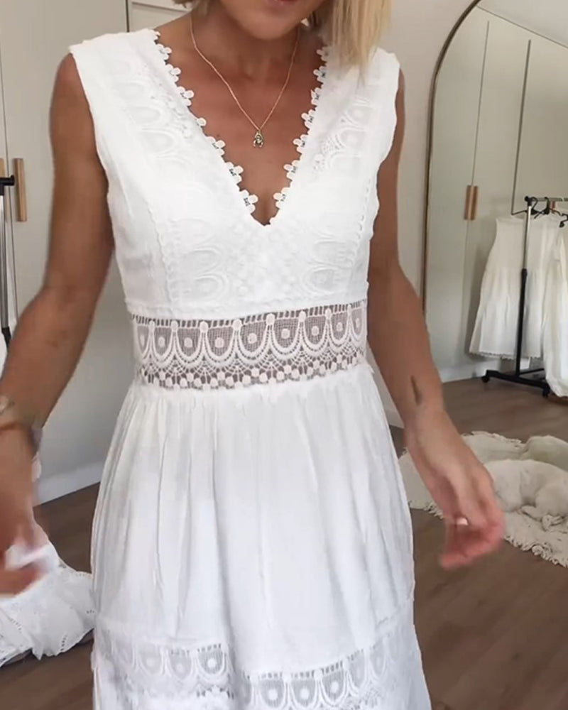 Juniper - Handcrafted Lace Dress with V-Neckline