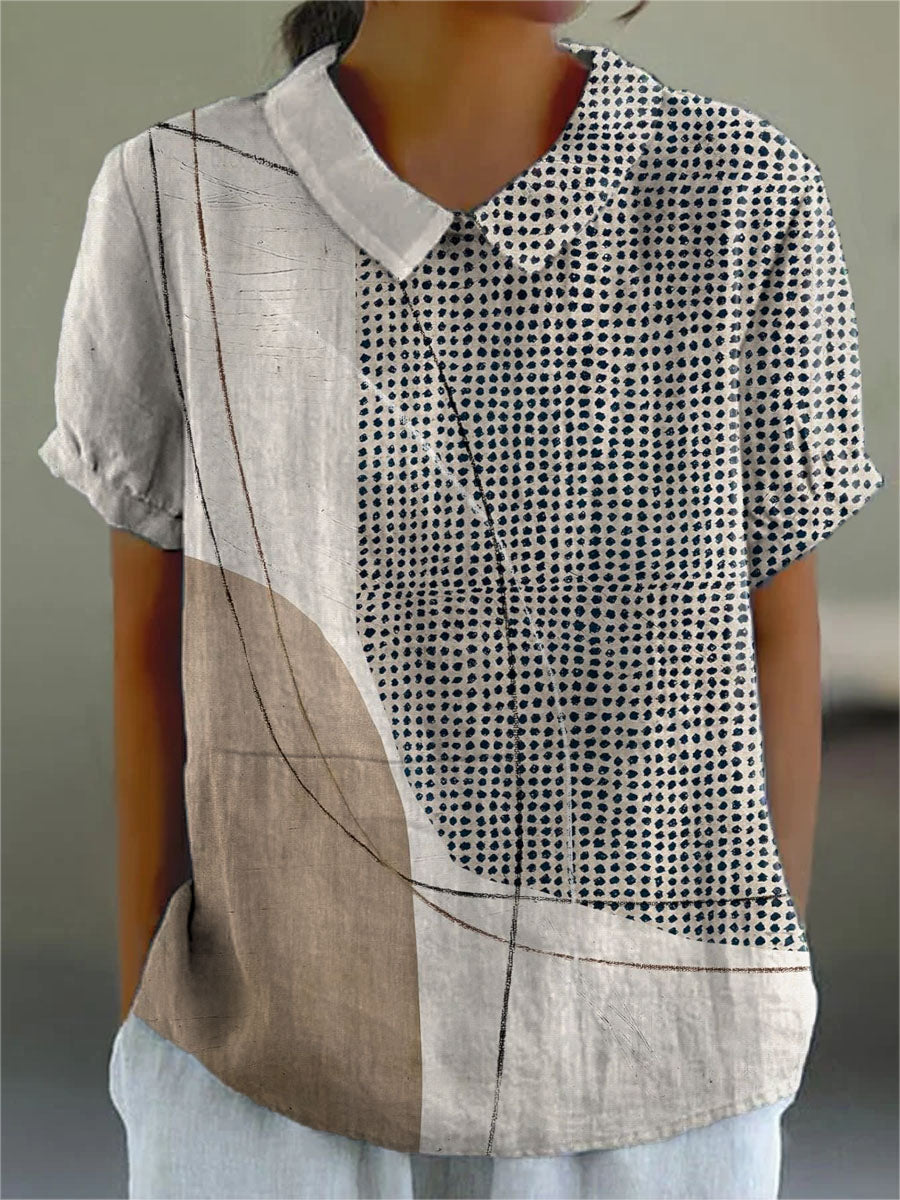 Amber - Blouse with Abstract Dots and Lines