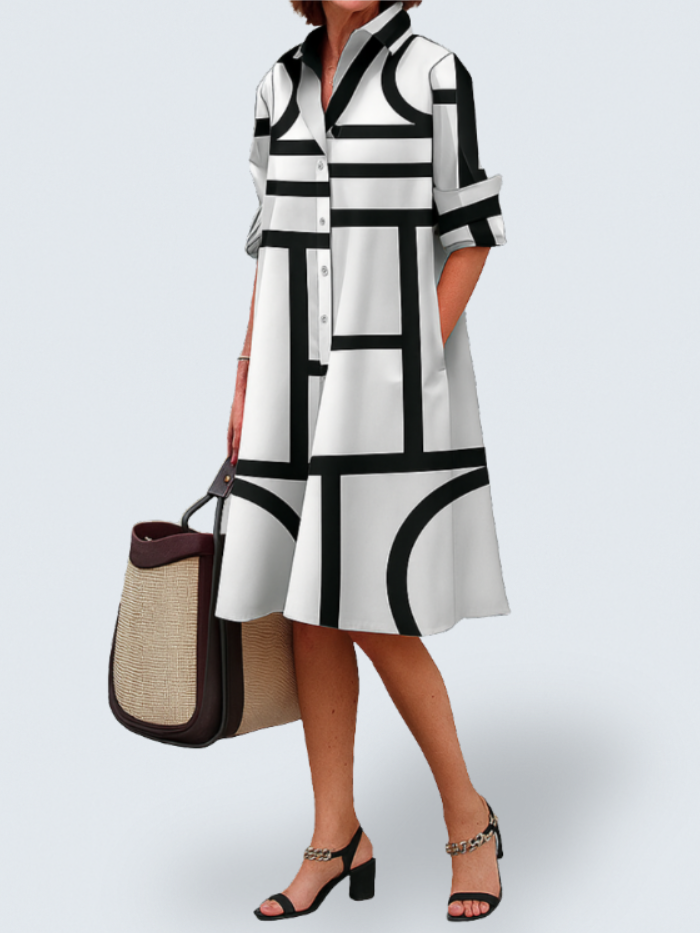 Audrey - Shirt Dress with Geometric Print